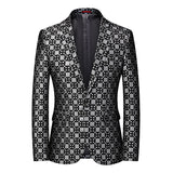 Riolio Fashion New Men's Casual Boutique Business Wedding Host Slim Bronzing Suit Flower Jacket Dress Blazers Coat