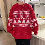 Riolio Christmas Knitted Sweater for Men Sweaters Korean Clothes Men's Products Round Collar Autumn Knit Winter Male New