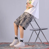 Riolio  Men's New Floral Print Versatile Trendy Blue and White Porcelain Loose Five-point Casual and Fashionable Shorts