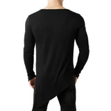 Riolio Stylish Spring T-shirt  Streetwear Side Split Men T-shirt  Asymmetrical Men T-shirt