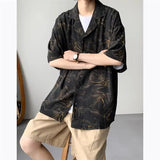 Riolio  Retro Floral Men's Short-sleeved Vintage Loose Casual High-end Drooping Vacation Shirt Jacket