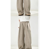 Riolio  Women's High-Waisted Wide-Leg Pants with Belt Cuffed Hem Casual