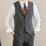 Riolio  Men Vest White Collar Vintage With Lapel Single Button Waistcoat For Wedding Groom Banquet Temperament Slim Men Suit Vest
