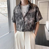 Riolio  Summer Tie-dye Casual Short-sleeved Shirt New Top Fashionable Cardigan
