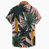 Riolio Summer Hawaiian Shirt For Men 3D Retro Coconut Tree Pattern Short Sleeve Vacation Breathable Casual Design Clothing Fashion