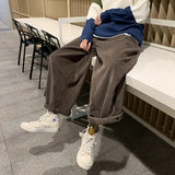 Riolio Khaki Corduroy Wide Leg Pants for Men Oversize Wide Leg Trousers Baggy Wide Pants Men Vintage Streetwear Hip Hop
