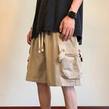 Riolio  Men's New Elastic High Waist Pocket Fashionable Solid Color Five-point Versatile Loose Casual Work Shorts