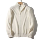 Riolio  Autumn and winter versatile solid color zipper cardigan men's knitted sweater popular slim fit sweater jacket men's stand up col