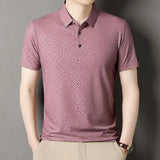 Riolio  Short-sleeved Lapel T-shirt for Middle Aged and Elderly Summer Thin Casual Men's Loose Half Sleeved Polo Shirt Large Size