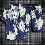 Riolio Beach Clothes For Men 2 Piece Set Quick Dry Hawaiian Shirt and Shorts Set Men Fashion Clothing Printing Casual Outfits Summer