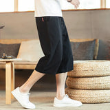 Riolio   Summer Men's Chinese Style Linen Casual Pants Cotton and Linen Crop Pants Loose Seven-minute