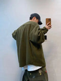 Riolio Hong Kong Style Retro Coat Versatile Solid Color Lamb Fur Plus Velvet Shirt Fashion High-end Autumn Winter Loose Fleece Jacket