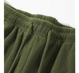 Riolio Double-sided Fleece! Retro Military Green Straight-leg Pants Women Loose Thickened Warm Drawstring Casual Wide-leg Pants Men