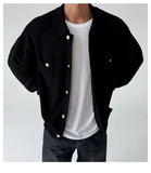 Riolio  New Japanese Fashion Men Cardigan Jackets Light Luxury Knitted Button-down Long Sleeve Sweater Coat Premium Solid Color Knitwear