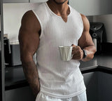 Riolio Summer new men V-neck Vest gym Tank top Men Fitness sleeveless shirt Exercise Sports Undershirt Gyms train vest