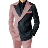 Riolio  Luxury Men's  Striped Suits Slim Fit Peak Lapel 2 Pieces Blazer and Pants Set for Wedding Prom  Evening Party
