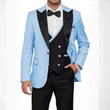 Riolio  Royal blue Suits for Men Slim Fit Groom Wedding Suits Tuxedo Best Man Blazer Vest Pant 3 Pieces Fashion Marriage