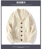 Riolio Korean Version Retro Hand-woven Twisted Twisted Sweater Men's Spring Autumn Thickened Sweater Lapel Cardigan Trendy Jacket Chic