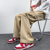 Riolio Large Pocket Loose Straight Cargo Pants 100% Cotton Men's Summer  Japanese Retro Casual Straight Pants Streetwear Baggy Pants