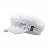 Riolio  Breathable Mesh Flat Cap Vintage-Inspired Sailor Hat Adjustable Snapback Closure Funky Style for Golf Hunting Driving