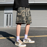 Riolio Camouflage Cargo Shorts Men Vintage Multi-pockets Baggy Streetwear Joggers Handsome All-match Fashion Personality