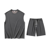 Riolio  Men's Outdoor Basketball Casual Loose Sleeveless Vest Five Quarter Shorts Set Lightweight and Breathable Quick Drying Sportswear