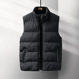 Riolio Casual Plus Size Men's Cotton Vest High Quality Autumn Winter Fashion Men Jacket Warm Stand Collar Sleeveless Men's Top Vests