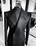 Riolio  Fashion Woolen Blend Coat Men Black Over Jacket Overcoat Double Breasted Long Plus Size Warm Formal Business