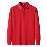 Riolio  Long Sleeve Polo Shirt Men's Business Casual Striped Loose Fit Anti-Wrinkle Fly Smooth Spring Autumn Fashion