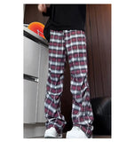 Riolio  casual pants  men 2025 New Autumn Men Plaid Pants Loose Straight Leg Casual Trousers Trendy Youth Fashion Comfortable