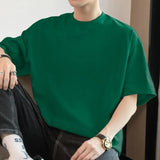 Riolio   American Heavy Short-sleeved T-shirt Men's Round Neck Summer Solid Color Trendy Loose Half-sleeved Base Shirt