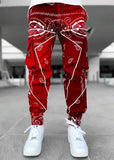 Riolio  Independent Station New Cashew Flower Casual Sports Harem Pants Men's Loose High Street Multi-Pocket Cargo Pants