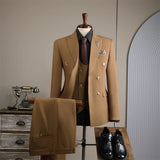 Riolio  Four Seasons Slim Fit Tuxedo Blazer Vest Pants 3 Pieces For Men Double Breasted Men's Business Suit Set Wedding Groom Outfit