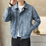 Riolio American Street Style Men's Jacket Handsome Trendy Jacket with Retro Collar Design and Rivet Decoration Double Door Front Coat