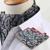 Riolio  Polyester Cravat Pocket Square Set Formal Necktie Handkerchief Ascot Self Tie Polka Dot Paisley Design Gentleman Necktie Gifts