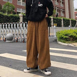 Riolio Brown Black Corduroy Pants Men Fashion Retro Oversized Casual Pants Men Streetwear Loose Hip-hop Wide-leg Pants Mens Trousers