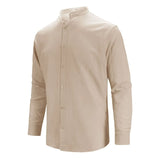 Riolio Men's Long-Sleeved Co·1tton Linen Shirts Spring Summer Single Breasted Shirt Casual Beach Style Lightweight Button Tops