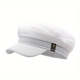 Riolio  Breathable Mesh Flat Cap Vintage-Inspired Sailor Hat Adjustable Snapback Closure Funky Style for Golf Hunting Driving