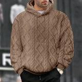 Riolio  Autumn and winter casual men's high street jacquard double-sided velvet hooded sports trend light and familiar sweater jacket