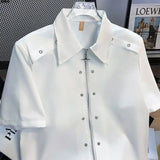 Riolio Korean Summer High Street Trendy Men and Women Hip Hop Retro Design Shirt Couple Harajuku Personalized Casual Short Sleeve Top