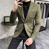 Riolio Deerskin Leather Jacket Blazer Men Casual Slim Fit Blazer Hombre Suit Leather Jacket Men Terno Masculino Men Clothing 6 Color