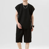 Riolio  Men's Outdoor Basketball Casual Loose Sleeveless Vest Five Quarter Shorts Set Lightweight and Breathable Quick Drying Sportswear