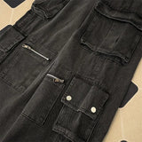 Riolio  Autumn American high street men and women trendy straight tube multi pocket workwear jeans for couples loose retro casual pants