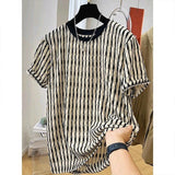 Riolio Summer Men's Clothing Luxury Korean Popular Textured O Collar T-shirt Streetwear Leisure Short Sleeve Solid Color Retro Fashion