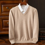 Riolio  Super Cashmere Sweater Men Thick Pullover Autumn Winter Warm Classic V-neck Clothes Male Jumper Jersey Hombre Pull Homme 4XL
