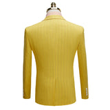 Riolio  New Hot Sale Of The Season Men's Yellow Stripes Casual Two-Piece Suit Korean Style Business Leisure Fashion Polyester Blend R...