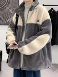 Riolio Thiened Lamb Velvet Jaet for plus Size Men Winter Warm Loose Fit Faionable Youth Zipper Closure  Color Casual Coat