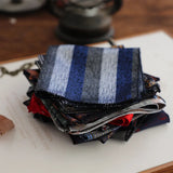 Riolio  24cm Korean Striped Plaid Pocket Square Men Young Boys Brown Casual Handkerchief Scarf Personalized Versatile Suit Pocket Towel