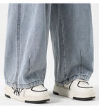 Riolio  Light Blue Baggy Jeans for Men Elastic Waist Relaxed Fit Wide Leg Trousers Street Fashion Hip Hop Cargo Pants Men Autumn