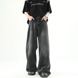 Riolio Men Denim Pants Old Blue Washed Male Jeans Straight Casual Menwear Loose Wide Leg Trousers New Fashion Korean High Street Denim